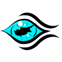 CyprusEye.com - eye with a Cyprus island outline inside.